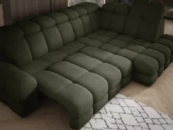 Designer Ecksofa Lima mit elektrischer Schlaffunktion in Bouclé