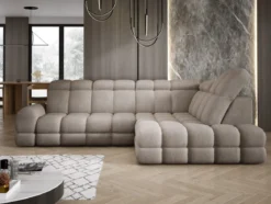 Designer Ecksofa Lima mit elektrischer Schlaffunktion in Bouclé