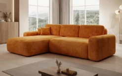 Designer Ecksofa Lola mit Schlaf- und Klappfunktion in Cord
