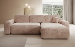 Designer Ecksofa Lola mit Schlaf- und Klappfunktion in Cord