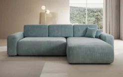 Designer Ecksofa Lola mit Schlaf- und Klappfunktion in Cord