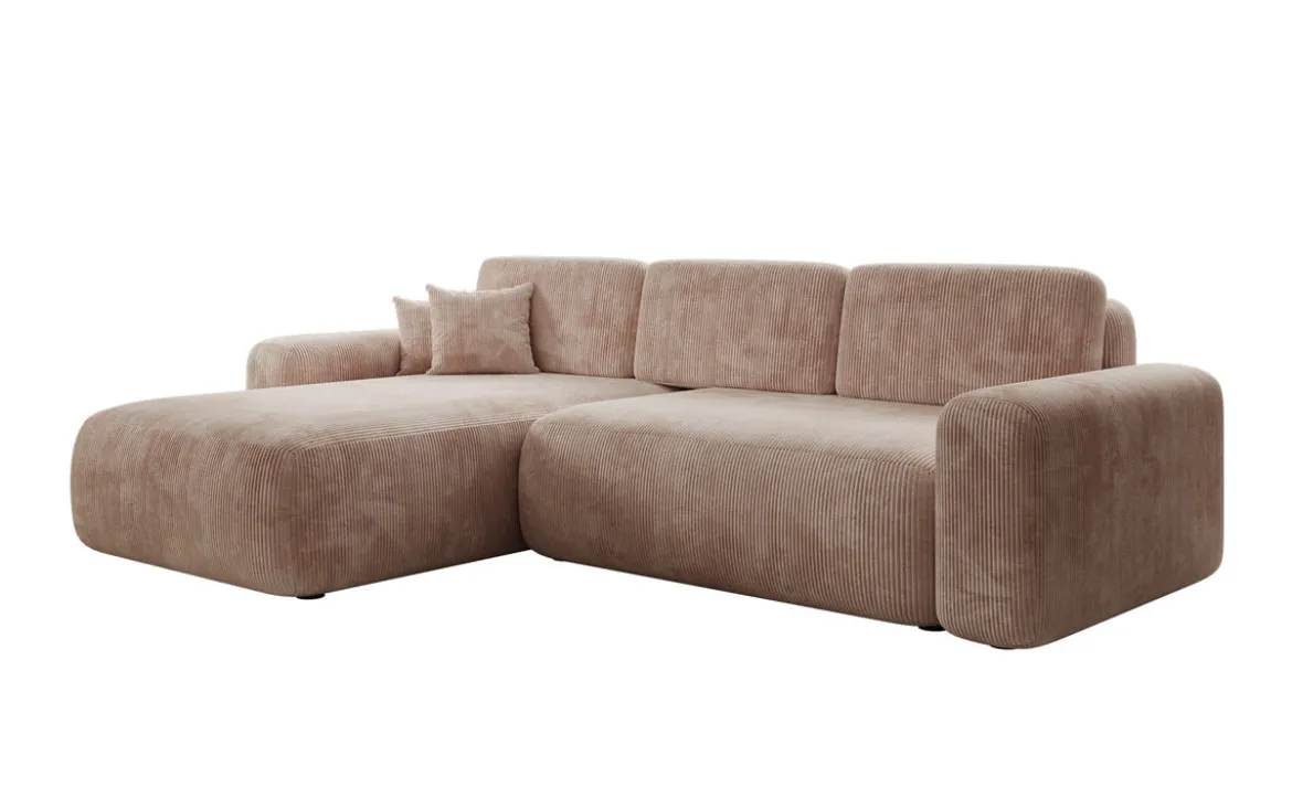Designer Ecksofa Lola mit Schlaf- und Klappfunktion in Cord