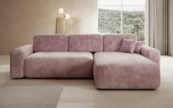 Designer Ecksofa Lola mit Schlaf- und Klappfunktion in Cord