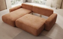Designer Ecksofa Lola mit Schlaf- und Klappfunktion in Cord