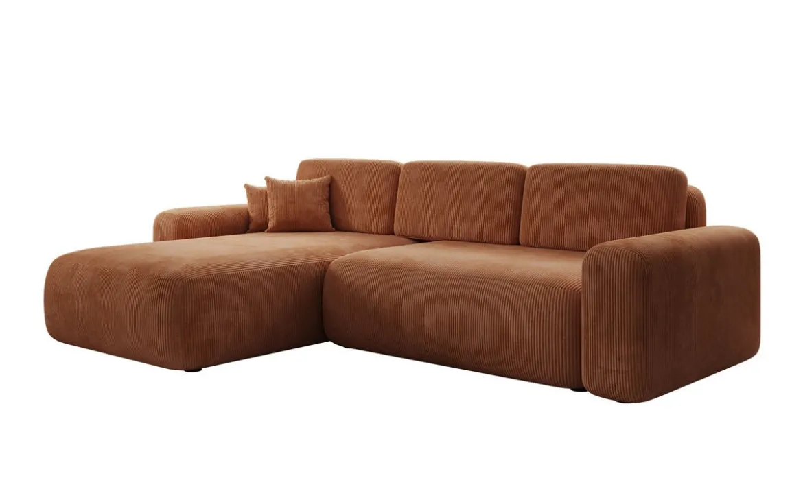 Designer Ecksofa Lola mit Schlaf- und Klappfunktion in Cord