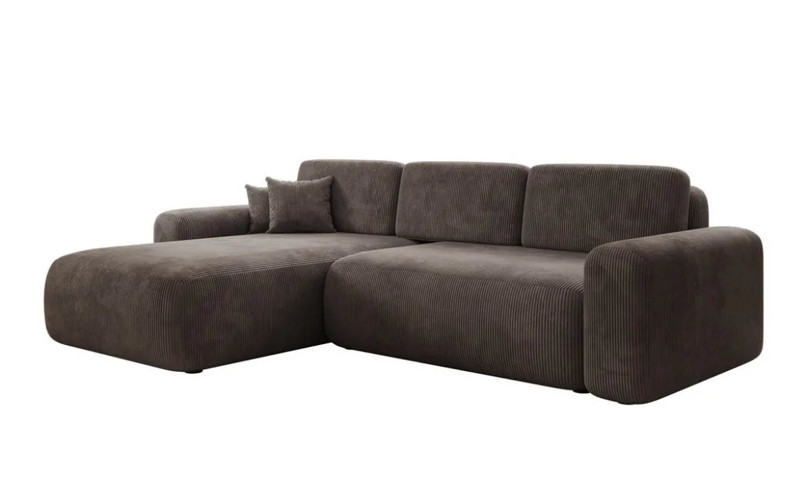 Designer Ecksofa Lola mit Schlaf- und Klappfunktion in Cord