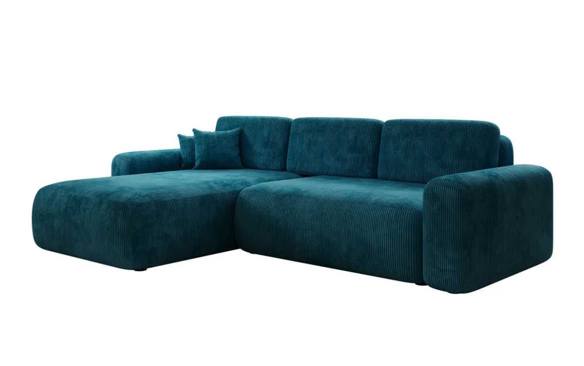 Designer Ecksofa Lola mit Schlaf- und Klappfunktion in Cord