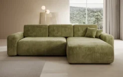 Designer Ecksofa Lola mit Schlaf- und Klappfunktion in Cord