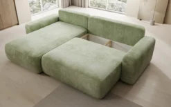 Designer Ecksofa Lola mit Schlaf- und Klappfunktion in Cord