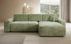 Designer Ecksofa Lola mit Schlaf- und Klappfunktion in Cord