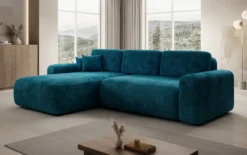 Designer Ecksofa Lola mit Schlaf- und Klappfunktion in Cord
