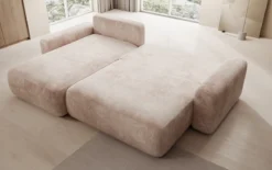 Designer Ecksofa Lola mit Schlaf- und Klappfunktion in Cord