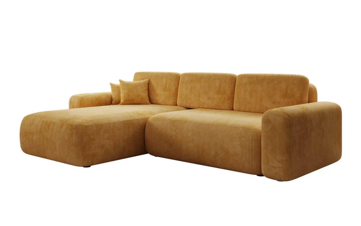 Designer Ecksofa Lola mit Schlaf- und Klappfunktion in Cord