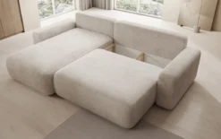 Designer Ecksofa Lola mit Schlaf- und Klappfunktion in Cord