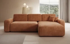 Designer Ecksofa Lola mit Schlaf- und Klappfunktion in Cord