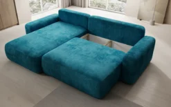 Designer Ecksofa Lola mit Schlaf- und Klappfunktion in Cord