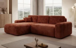 Designer Ecksofa Lola mit Schlaf- und Klappfunktion in Cord