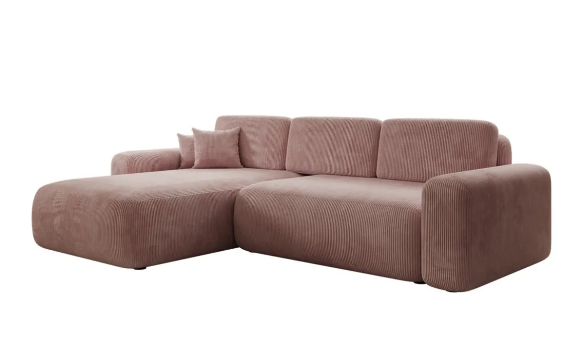 Designer Ecksofa Lola mit Schlaf- und Klappfunktion in Cord