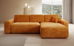 Designer Ecksofa Lola mit Schlaf- und Klappfunktion in Cord