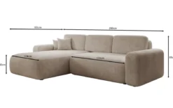 Designer Ecksofa Lola mit Schlaf- und Klappfunktion in Cord