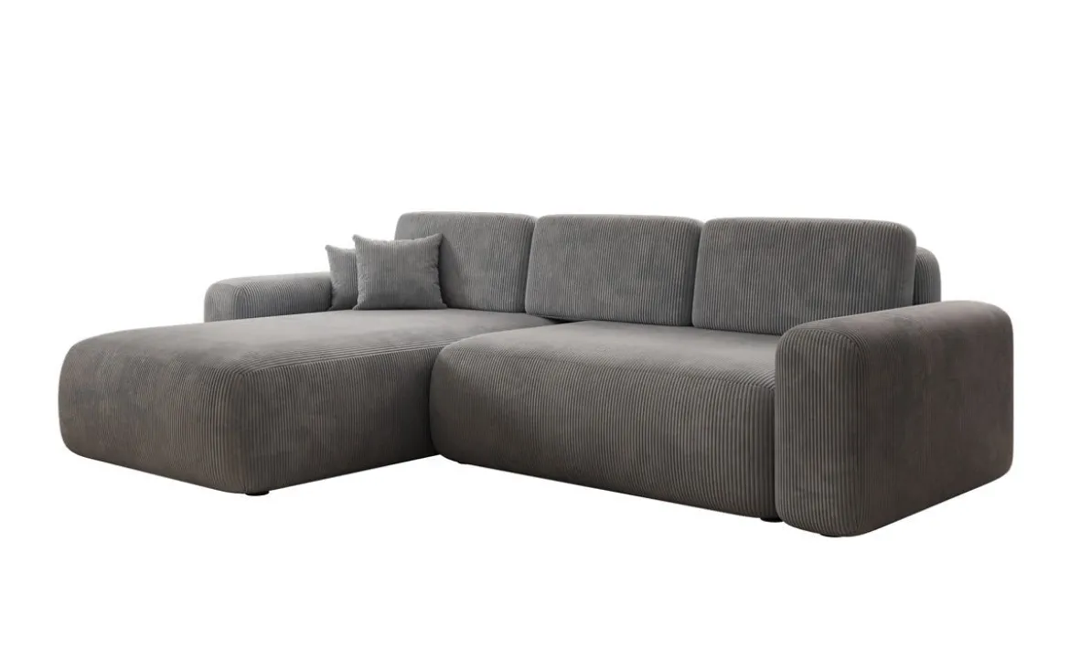 Designer Ecksofa Lola mit Schlaf- und Klappfunktion in Cord