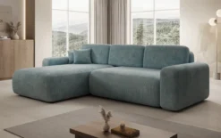 Designer Ecksofa Lola mit Schlaf- und Klappfunktion in Cord