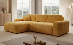 Designer Ecksofa Lola mit Schlaf- und Klappfunktion in Cord