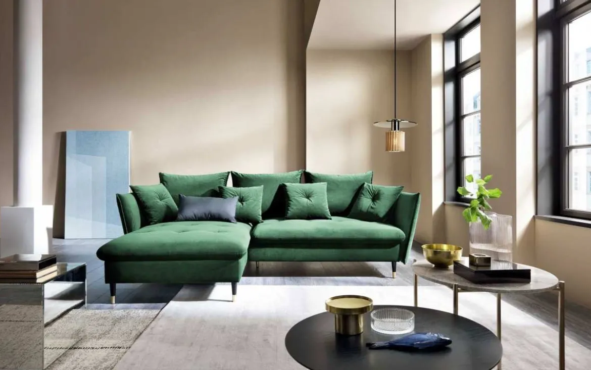 Designer Ecksofa Louise mit Schlaf- und Klappfunktion