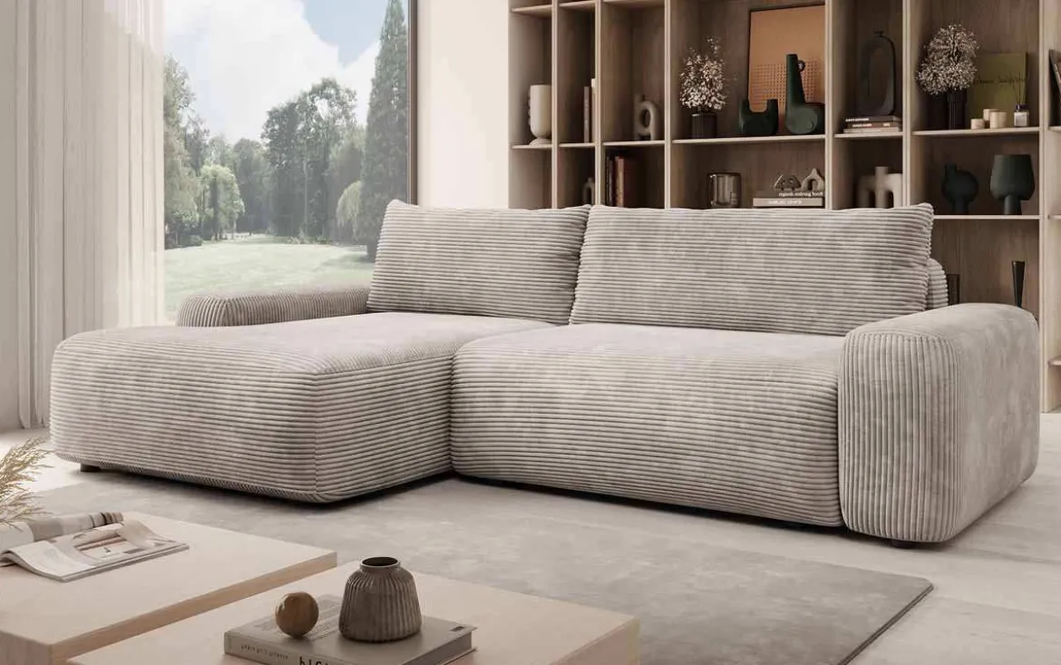 Designer Ecksofa Luma mit Stauraum und Schlaffunktion