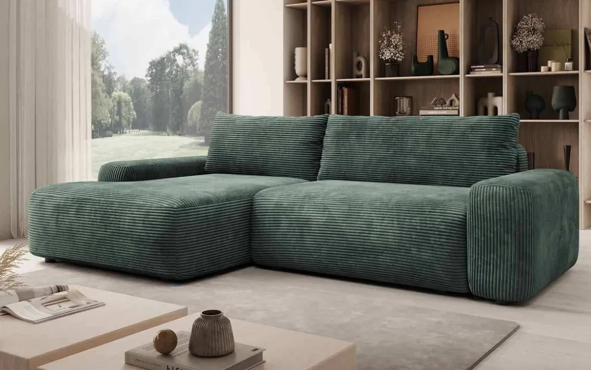 Designer Ecksofa Luma mit Stauraum und Schlaffunktion