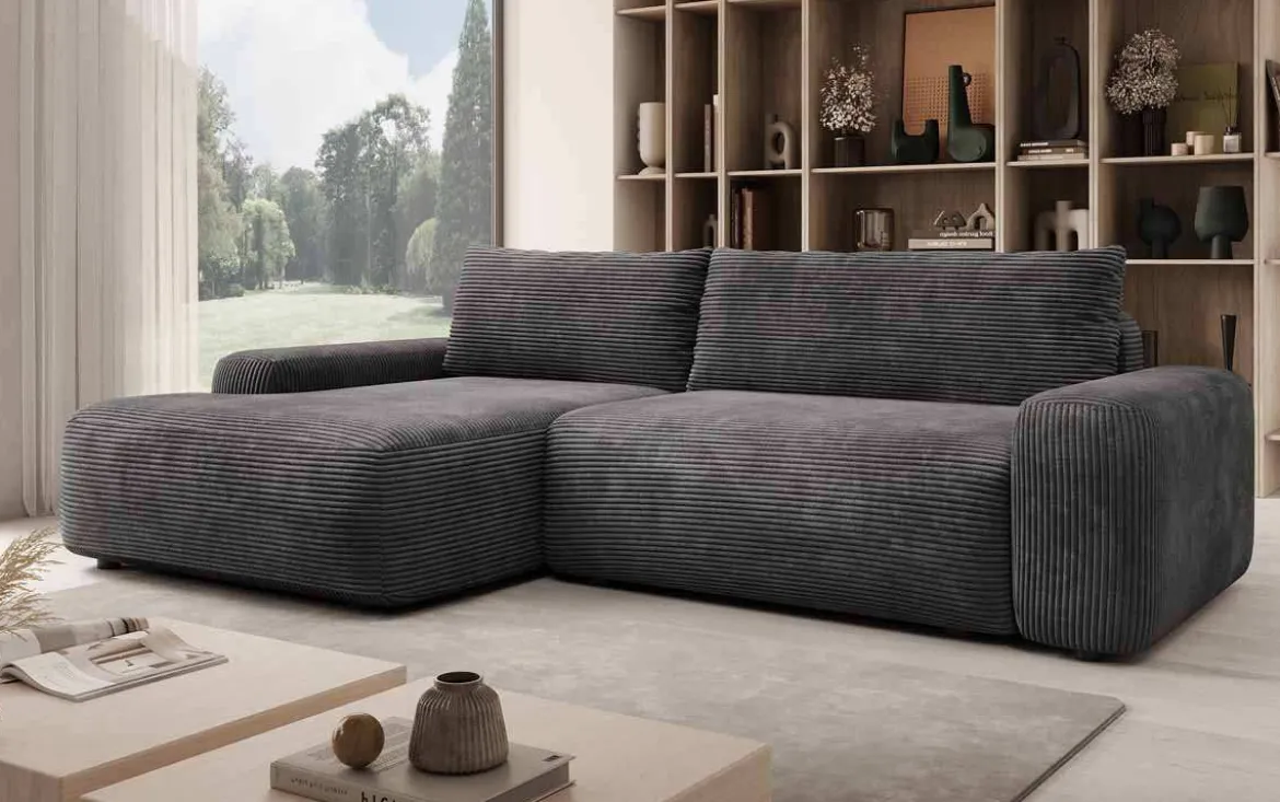 Designer Ecksofa Luma mit Stauraum und Schlaffunktion