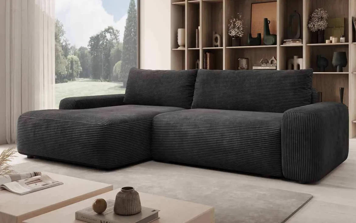 Designer Ecksofa Luma mit Stauraum und Schlaffunktion