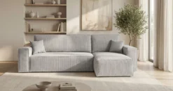 Designer Ecksofa Lunaro Mini mit Schlaf- und Klappfunktion in Cord