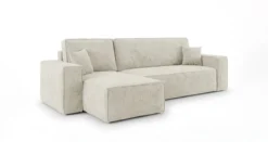 Designer Ecksofa Lunaro Mini mit Schlaf- und Klappfunktion in Cord