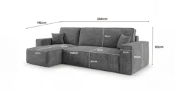 Designer Ecksofa Lunaro Mini mit Schlaf- und Klappfunktion in Cord