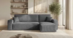 Designer Ecksofa Lunaro Mini mit Schlaf- und Klappfunktion in Cord