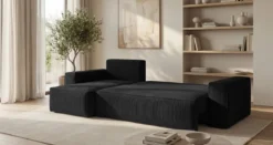 Designer Ecksofa Lunaro Mini mit Schlaf- und Klappfunktion in Cord