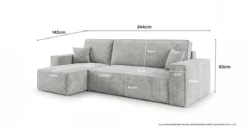 Designer Ecksofa Lunaro Mini mit Schlaf- und Klappfunktion in Cord
