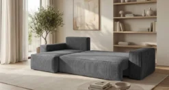 Designer Ecksofa Lunaro Mini mit Schlaf- und Klappfunktion in Cord