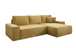 Designer Ecksofa Lunaro mit Schlaf- und Klappfunktion in Cord