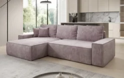 Designer Ecksofa Lunaro mit Schlaf- und Klappfunktion in Cord