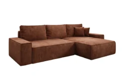 Designer Ecksofa Lunaro mit Schlaf- und Klappfunktion in Cord