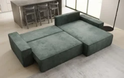 Designer Ecksofa Lunaro mit Schlaf- und Klappfunktion in Cord