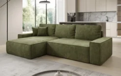 Designer Ecksofa Lunaro mit Schlaf- und Klappfunktion in Cord