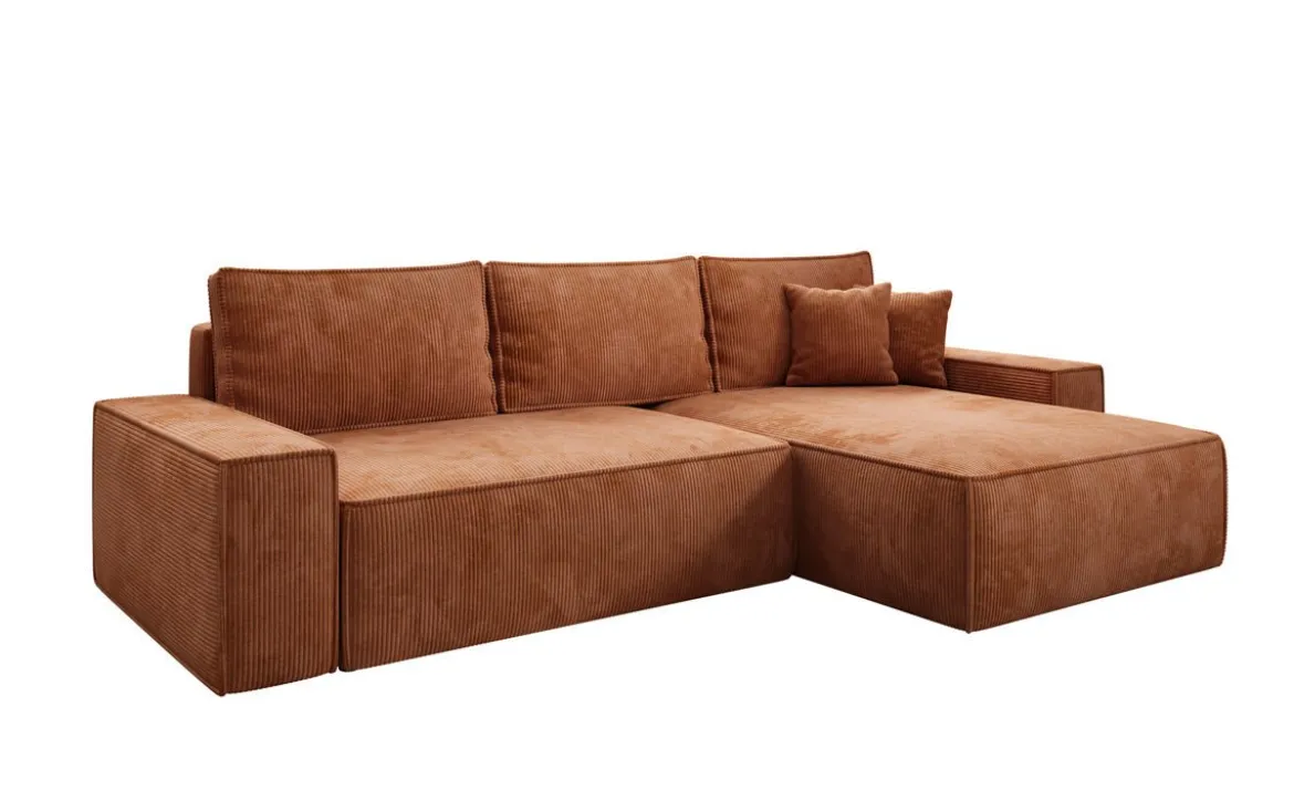 Designer Ecksofa Lunaro mit Schlaf- und Klappfunktion in Cord