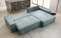 Designer Ecksofa Lunaro mit Schlaf- und Klappfunktion in Cord