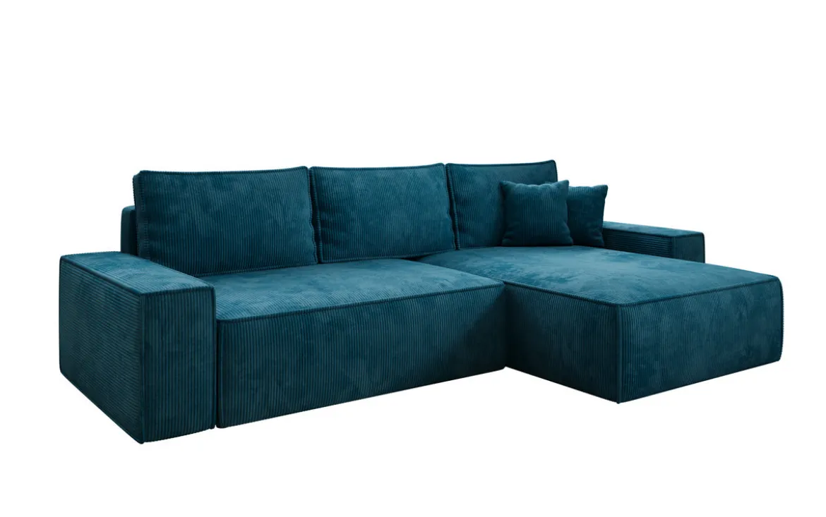 Designer Ecksofa Lunaro mit Schlaf- und Klappfunktion in Cord
