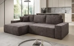 Designer Ecksofa Lunaro mit Schlaf- und Klappfunktion in Cord