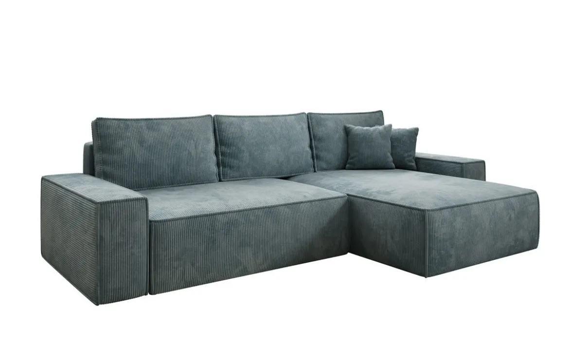Designer Ecksofa Lunaro mit Schlaf- und Klappfunktion in Cord
