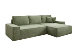 Designer Ecksofa Lunaro mit Schlaf- und Klappfunktion in Cord